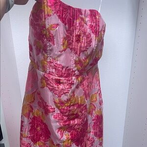Lulu's Pink and Yellow Floral Midi Dress